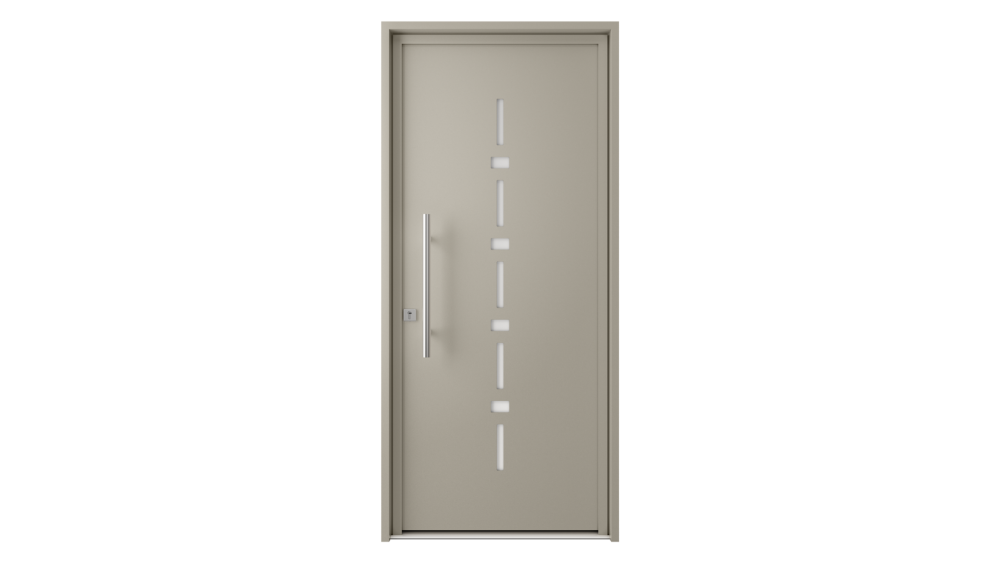 Porte d'entrée aluminium CORFOU Porte d'entrée beige avec décor vitré